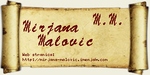 Mirjana Malović vizit kartica